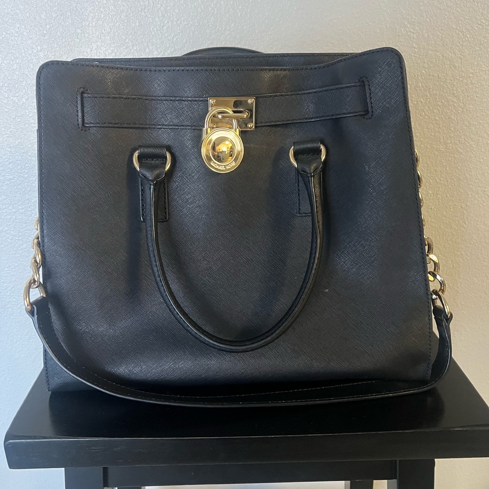Michael Kors Black Bag with Gold Hardware